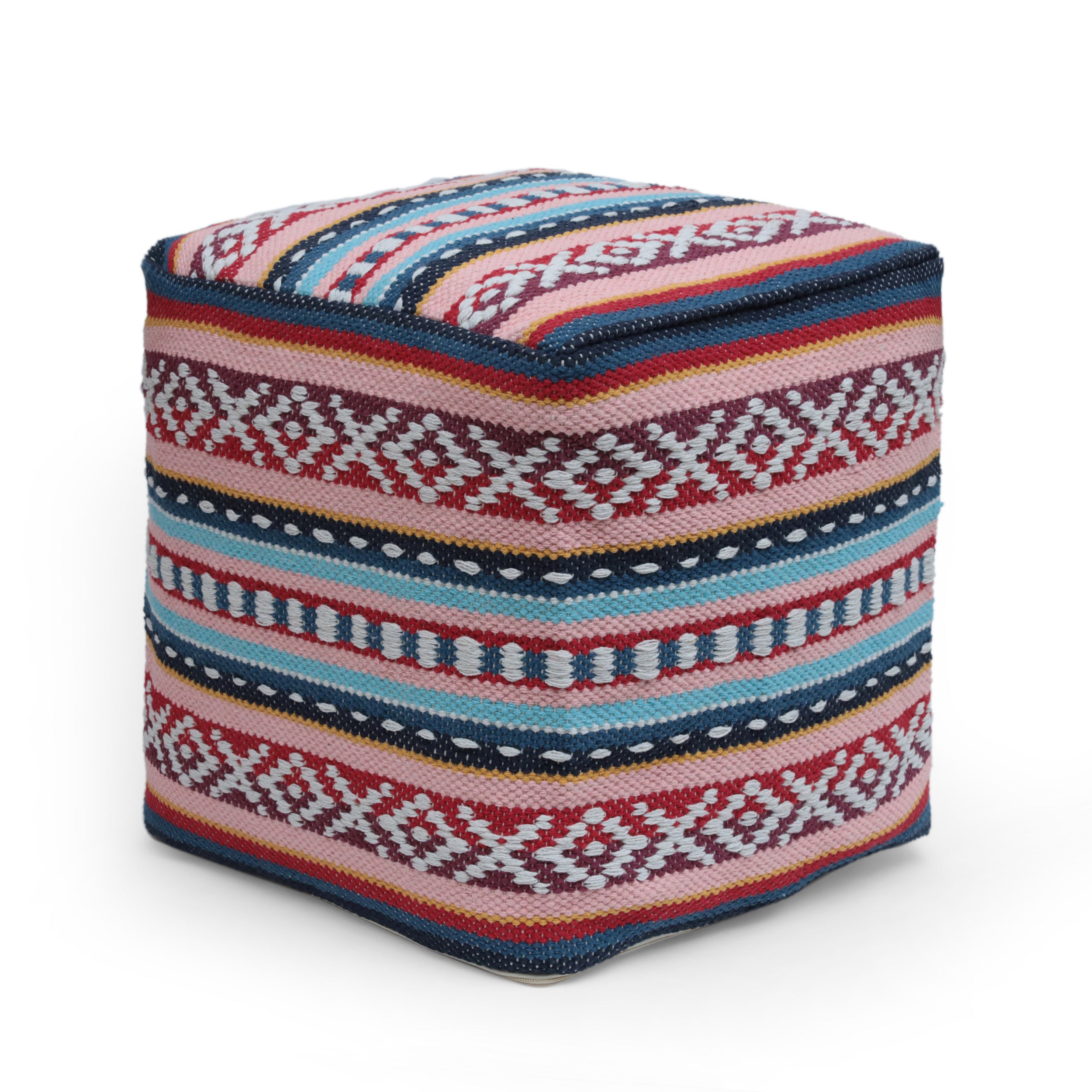 Hilliard Boho Handcrafted Peruvian Print Cube Pouf