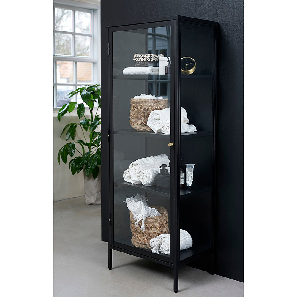 CARMEL Single Door Glass Display Cabinet 57x160cm - Black