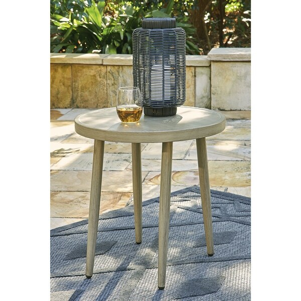 Signature Design by Ashley Swiss Valley Brown/Beige Round Outdoor End Table