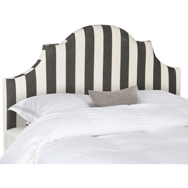 SAFAVIEH Hallmar Black/ White Stripe Upholstered Arched Headboard (Queen) - - 11098727