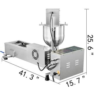 VEVOR Auto Doughnut Maker Single Row Commercial Automatic Donut Making Machine with 7 Liter Hopper 3 Sizes Molds Silver QZDTTQJDP00000001V1