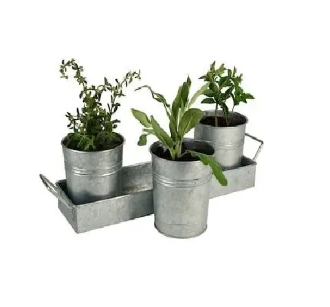 Galvanized Metal Flowers Planter Natural Colour Farmhouse Rustic Style Tub Planter Garden Pots   Planters For Garden Supplies