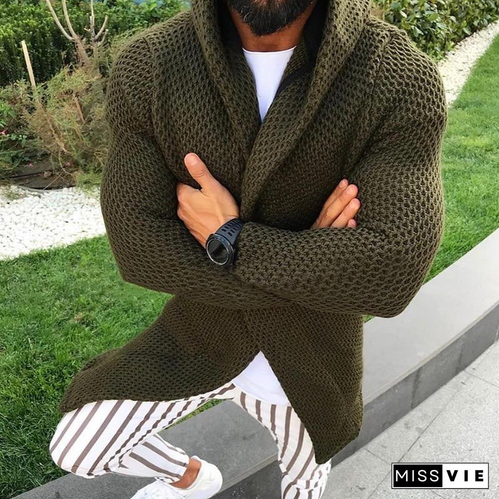 Men Clothes Open Stitch Casual Sweatercoat Tricot Cardigan Male Autumn Hoodies Knitted Overwear Hombre