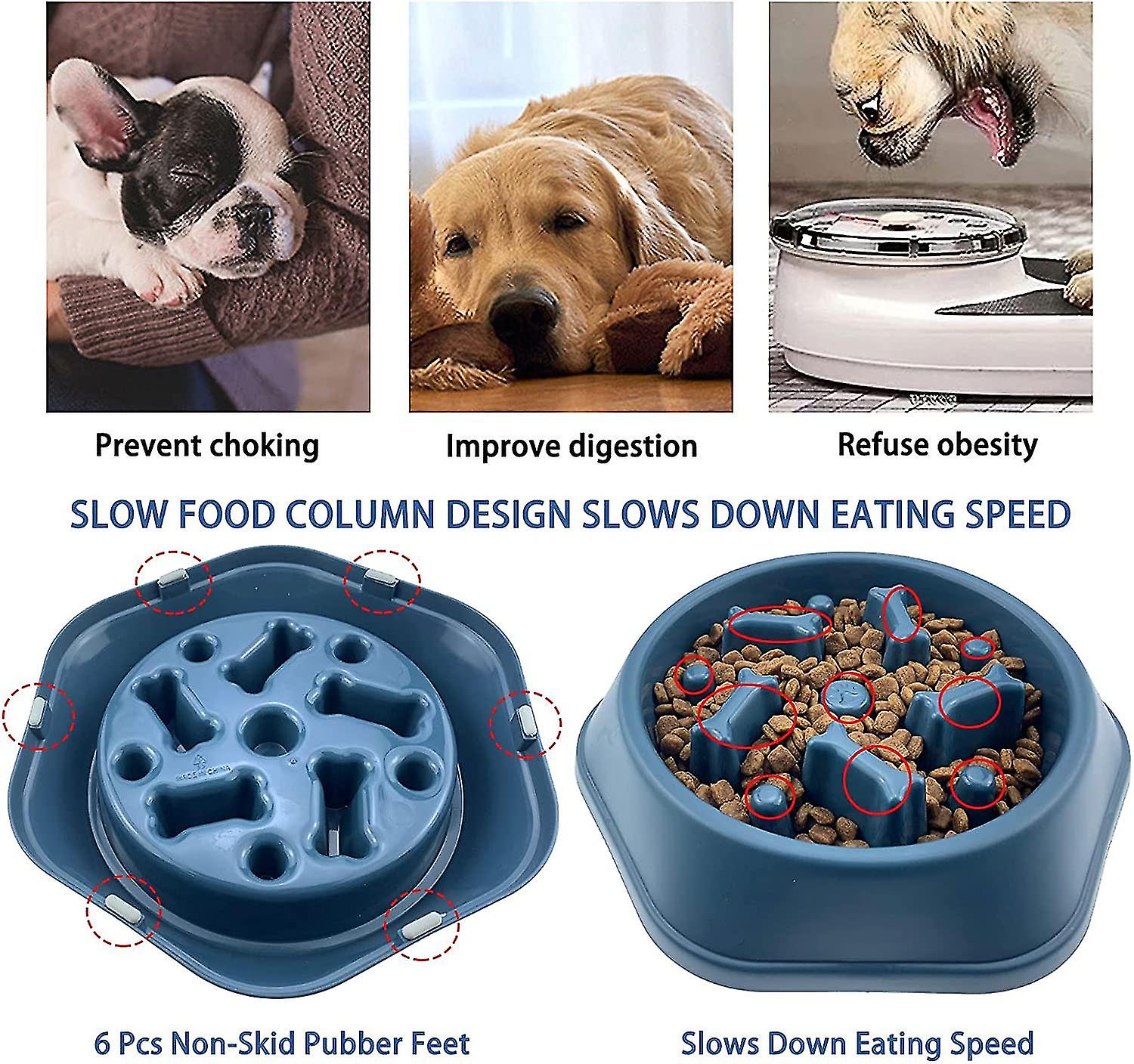 Slow Feeder Dog Bowls Food Stop Bloat Anti Gulping Healthy Eating Interactive Non Slip Dog Slow Feeder Pet Bowl Slow Eating For Small Medium Size Dogs