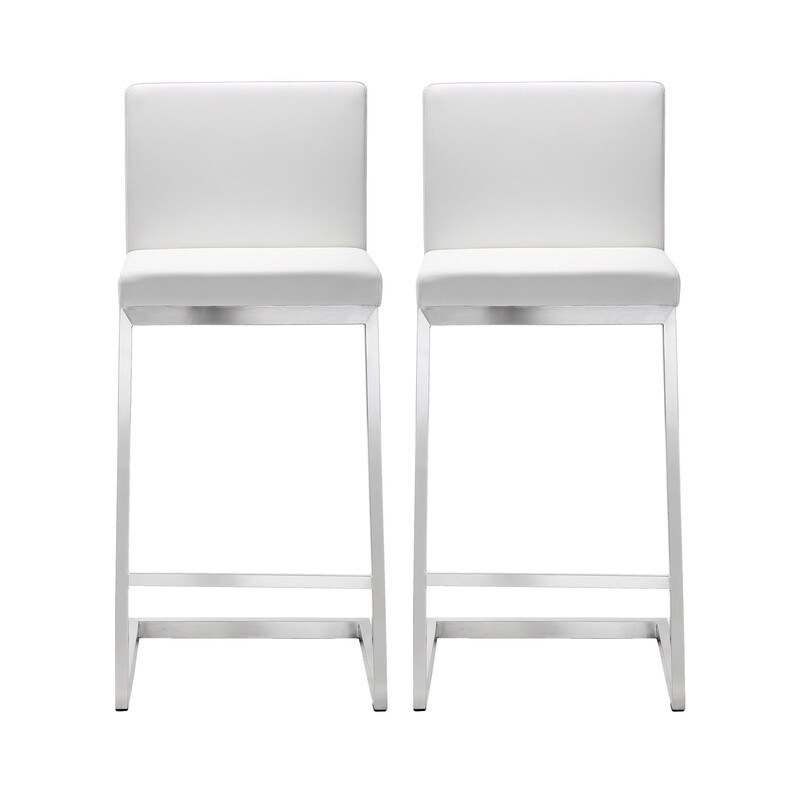 Parma Stainless Steel Eco leather Counter Stool (Set of 2)