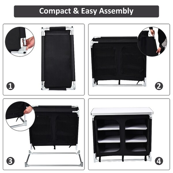 Goplus Portable BBQ Aluminum Camping Table Kitchen Cook Station w/