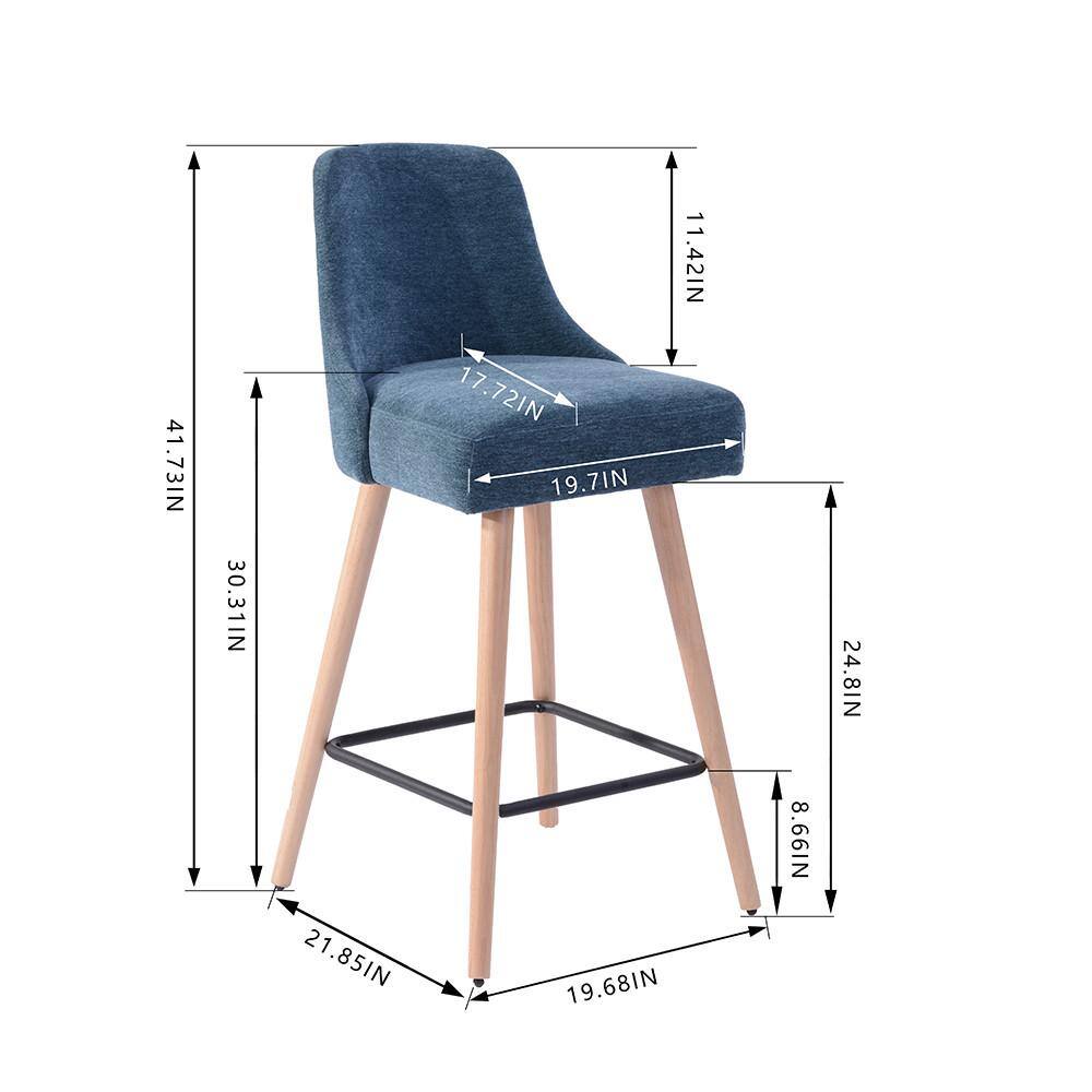 StyleWell Benfield Twilight Blue Upholstered Bar Stools with Back (Set of 2) Jones HB NC