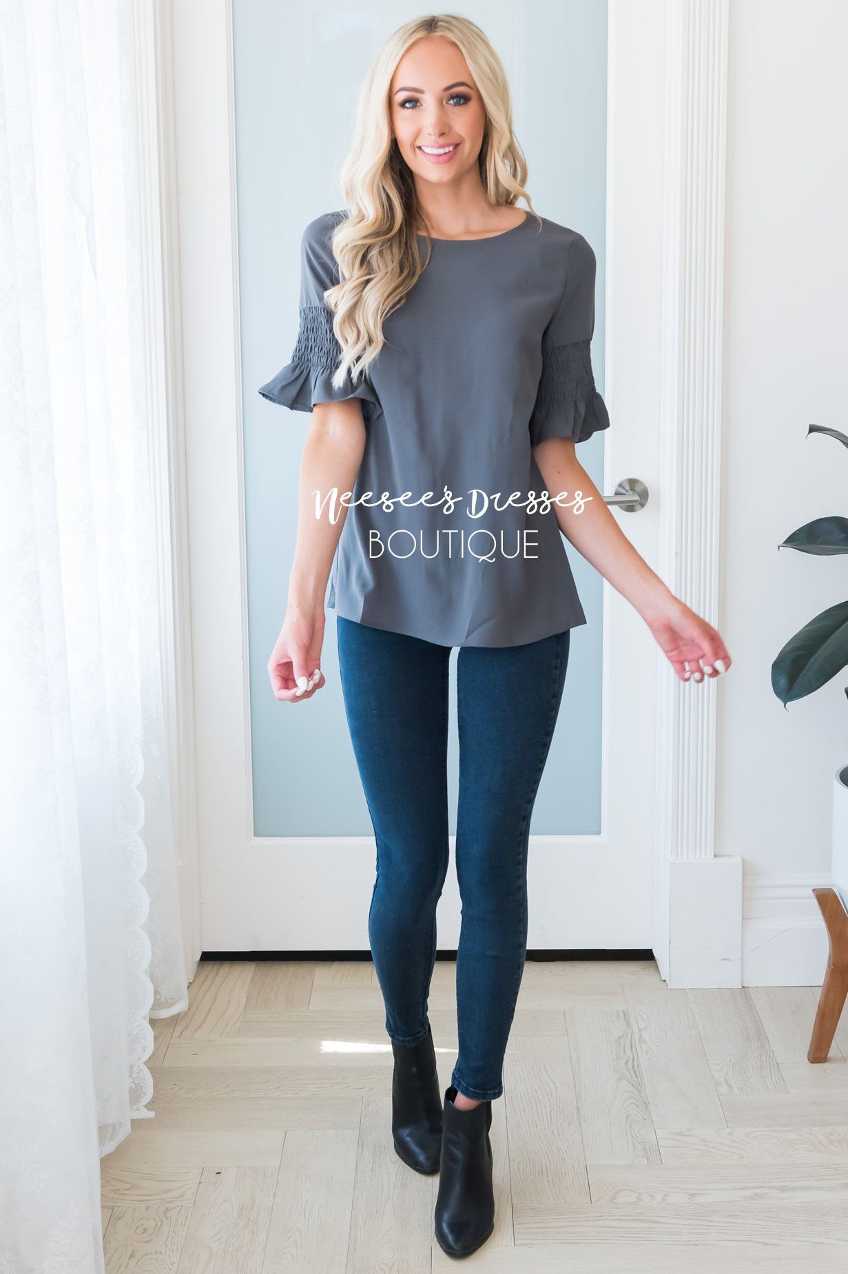 Something New Gathered Sleeve Top