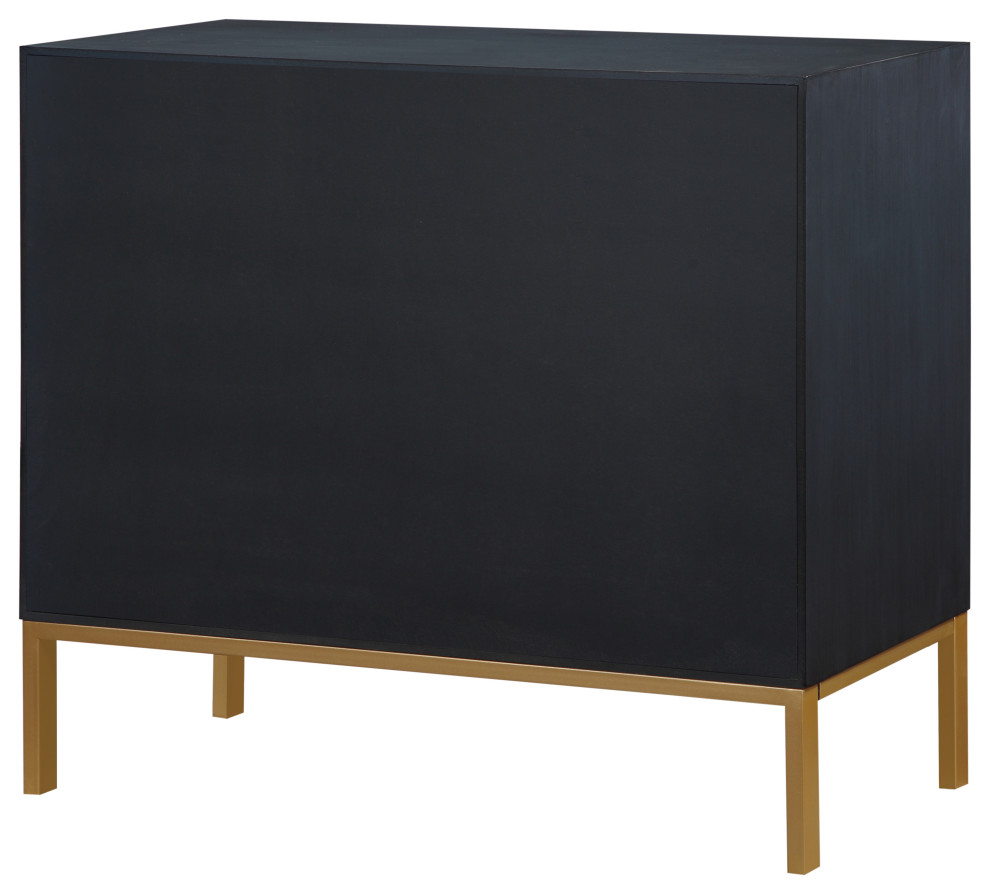 Tessa 2 Drawer Storage Accent Chest With Raised Geometric Pattern Black and Gold   Contemporary   Accent Chests And Cabinets   by Coast to Coast Imports  LLC  Houzz