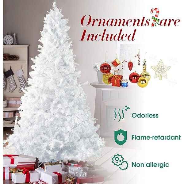 10' Premium Spruce Artificial Christmas Tree with Metal Stand，White