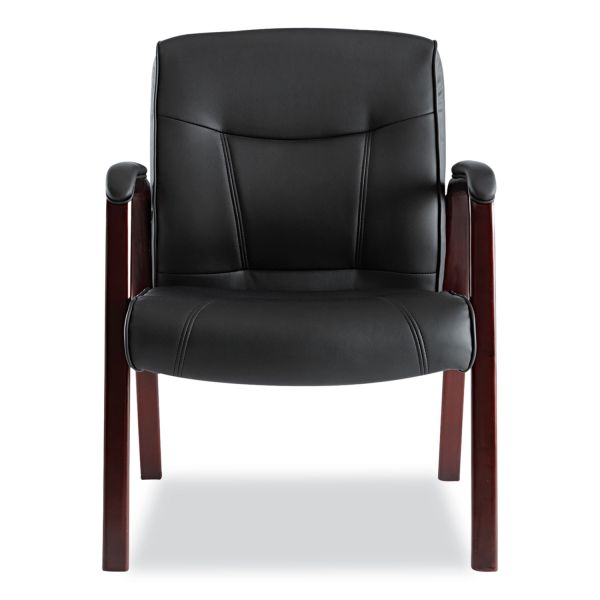 Alera Madaris Series Bonded Leather Guest Chair with Wood Trim Legs， 25.39