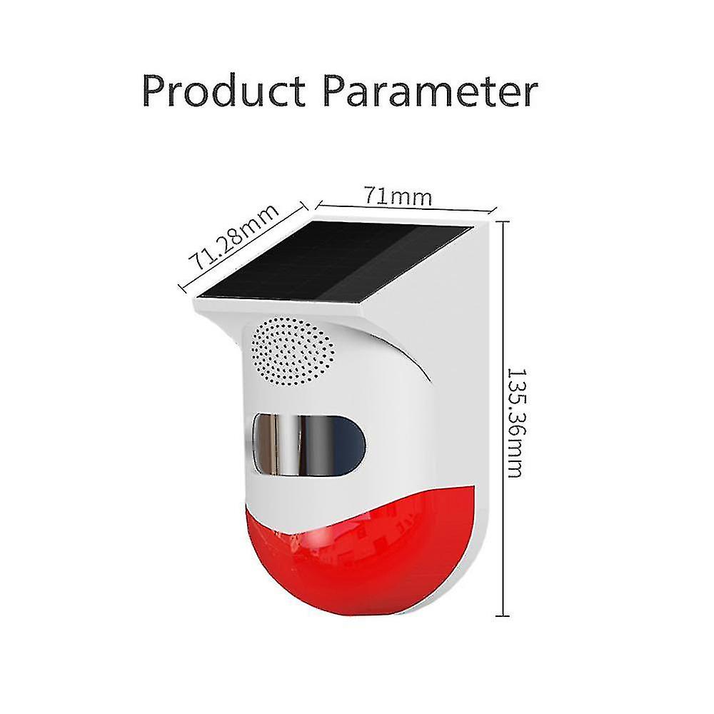 Wireless Alarm With Solar-powered 120 Db Motion Detector Battqx