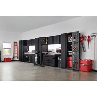 Husky 16-Piece Pro Duty Welded Steel Garage Storage System in Black LINE-X Coating (280 in. W x 81 in. H x 24 in. D) HTC163032062-LX