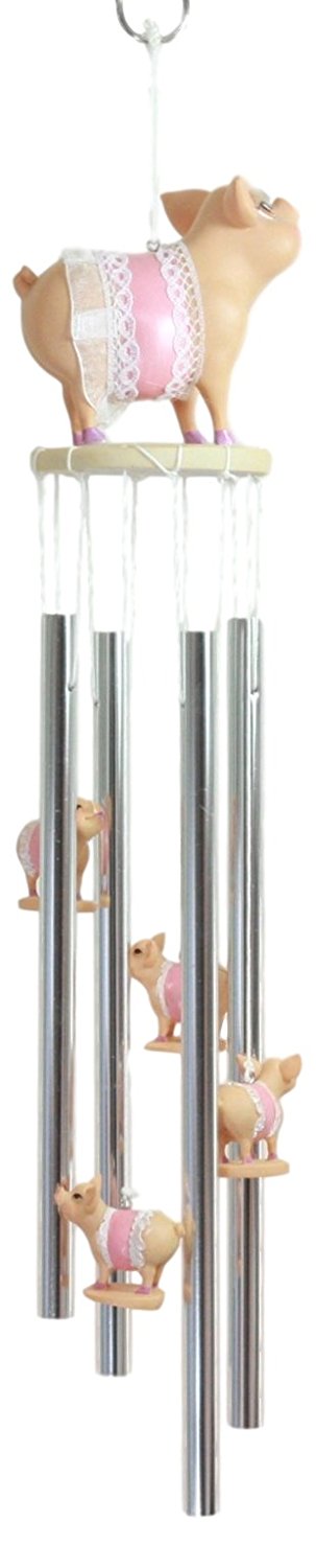 Ebros Mother Goose Nursery Rhymes Miss Piggy Pink Pig With Apron Wind Chime 21