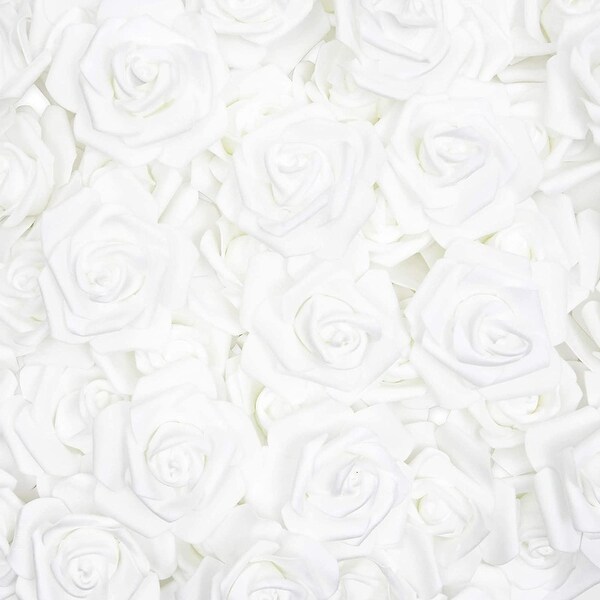 100 Pack 3 Black White Artificial Rose Fake Flower Heads for Flower Décor