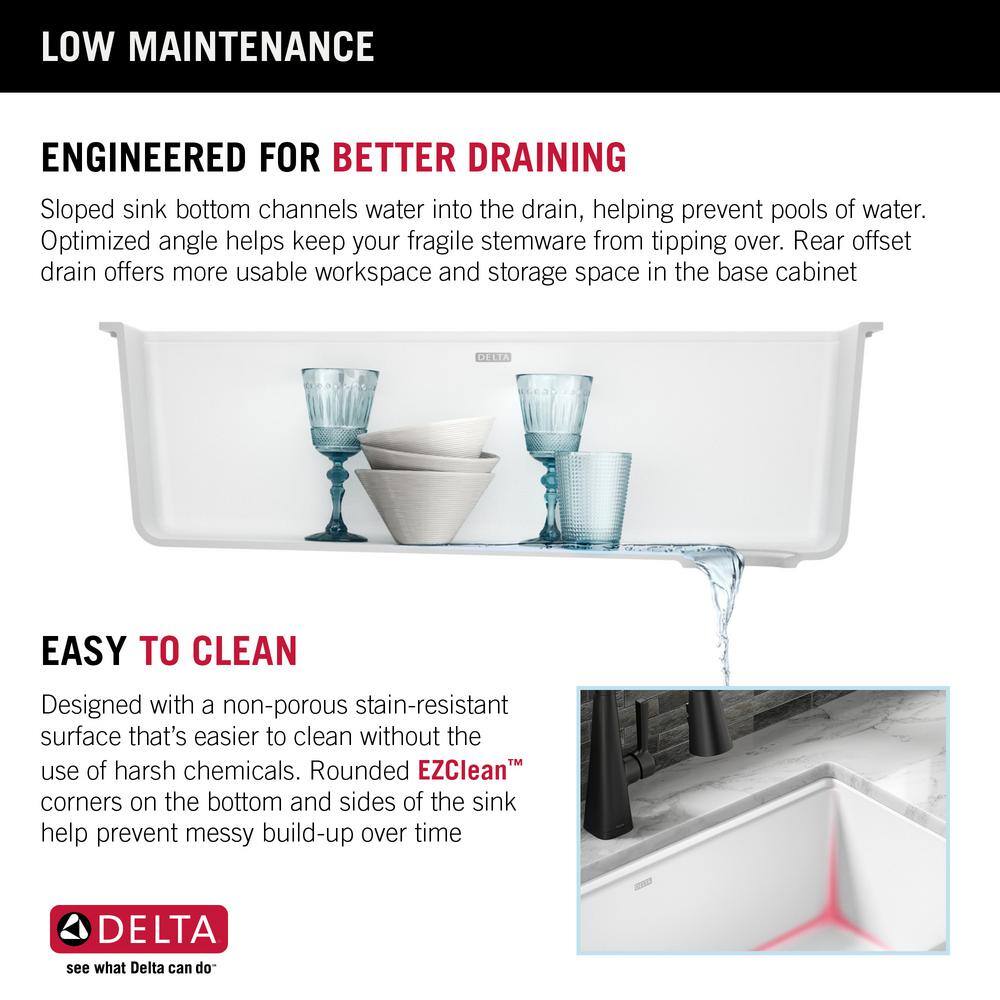 Delta Everest White Granite Composite 30 in. Single Bowl Undermount Workstation Kitchen Sink with Accessories 75B933-30S-WH