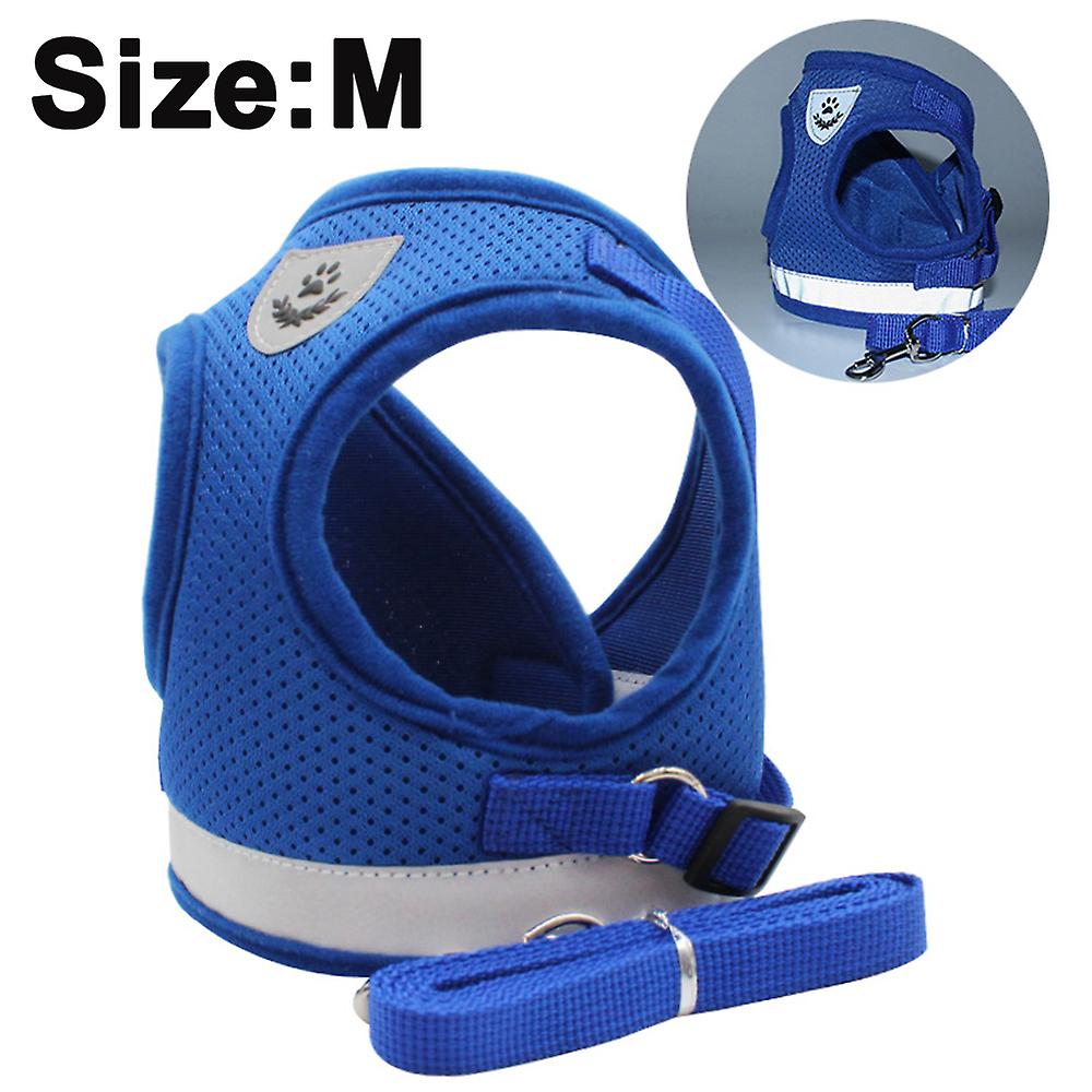 Dog Harness And Leash Set For Walking Cat And Small Dog Harness Soft Mesh Puppy Harness Adjustable Cat-blue M