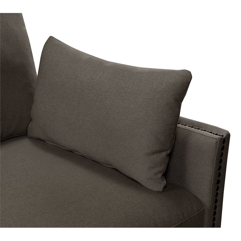 Elle Decor Bella Nailhead Fabric Sofa in French Gray   Transitional   Sofas   by Homesquare  Houzz