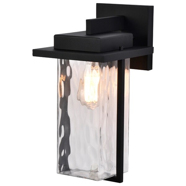 Vernal 1 Light Large Wall Lantern Matte Black with Clear Water Glass Shopping - The Best Deals on Outdoor Wall Lanterns | 39388112