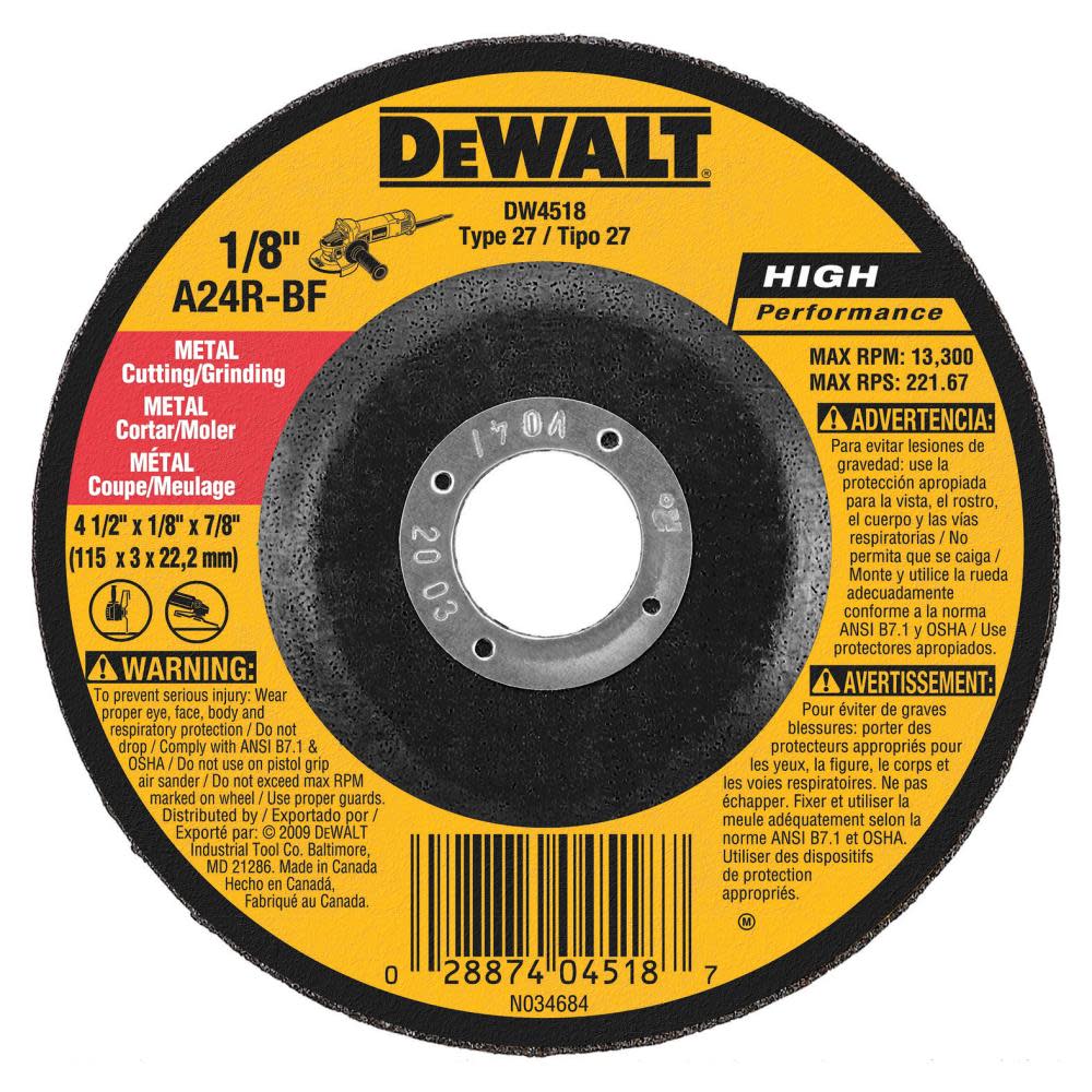 DEWALT 4-in x 1/8-in x 7/8-in Metal Wheel DW4518 from DEWALT