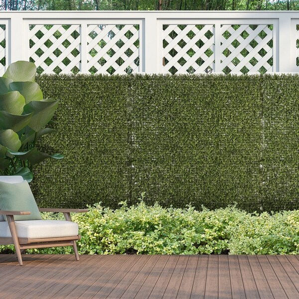 Outsunny 12PCS 20 x 20 Artificial Boxwood Panels Milan Leaf Grass Privacy Fence Screen Topiary Hedge Plant Greenery Wall