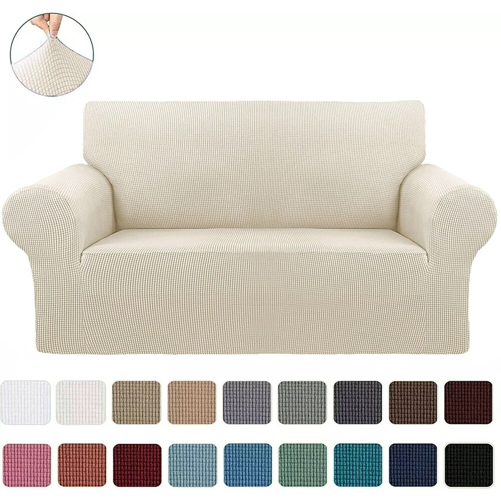 2 Piece Set Slipcover Sofa   Loveseat Cover Protector 4 Way Stretch Elastic   96\