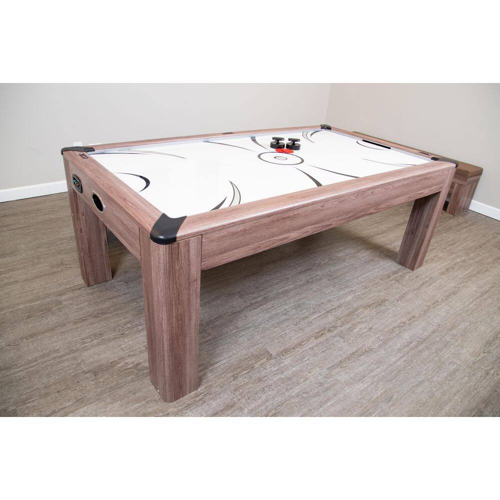 Hathaway Driftwood 7 ft. Air Hockey Table Combo Set with Benches BG1137H