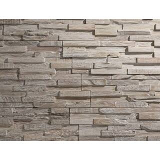 WALL!SUPPLY 0.79 in. x 7.09 in. x 19.49 in. UltraWood Teak White Wash Jointless Z-shape Interlocking (10-Pack) 22760112