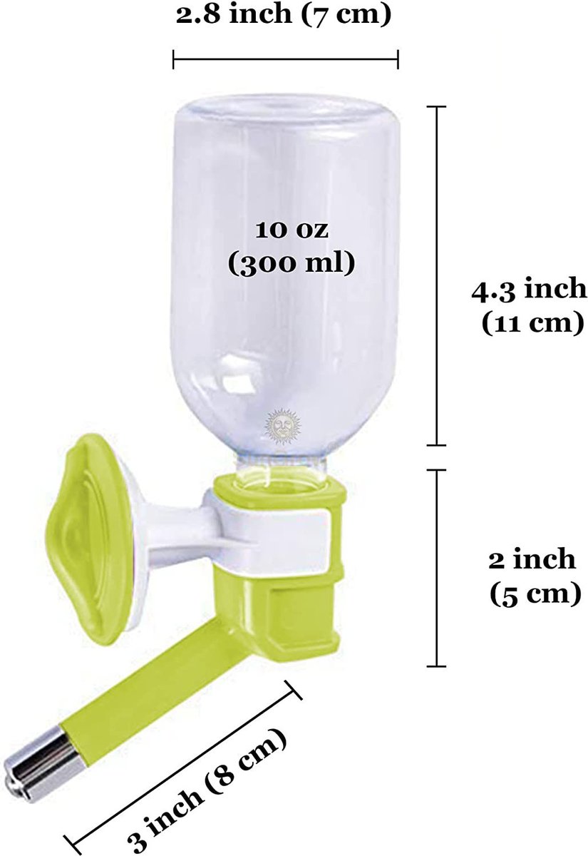 Vila No Drip Portable Plastic Cat Crate Water Bottle and Dispenser， Green