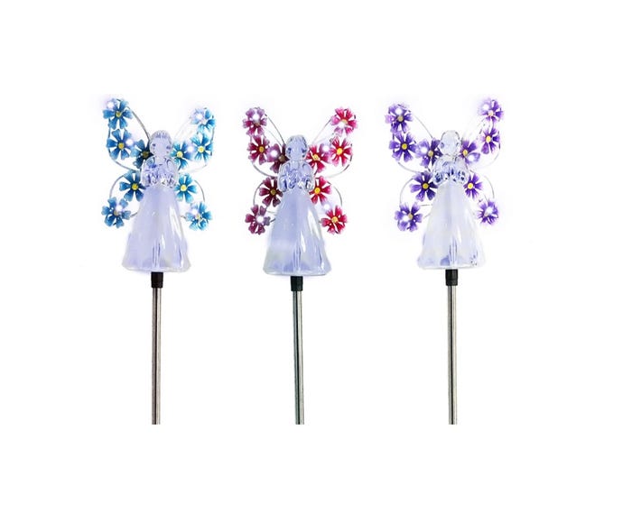 Alpine Solar Hydrangea Angel LED Stakes - QLP1252ABB