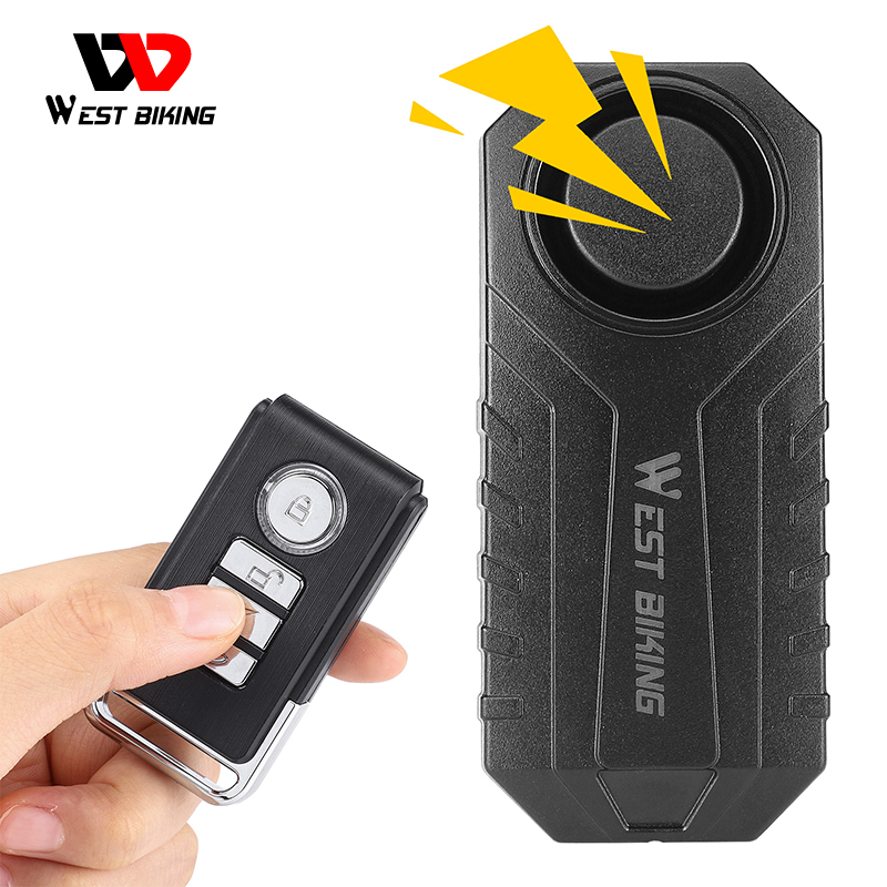 WEST BIKING Anti Theft Alarm Remote Control Cycling Bicycle IP55 Waterproof 3 AAA Batteries 113db Loud Volume Alarm Bike Alarm