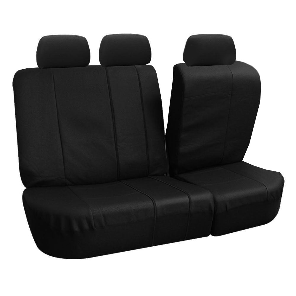 FH Group Black Deluxe Faux Leather Airbag Compatible and Split Bench Car Seat Covers， Full Set