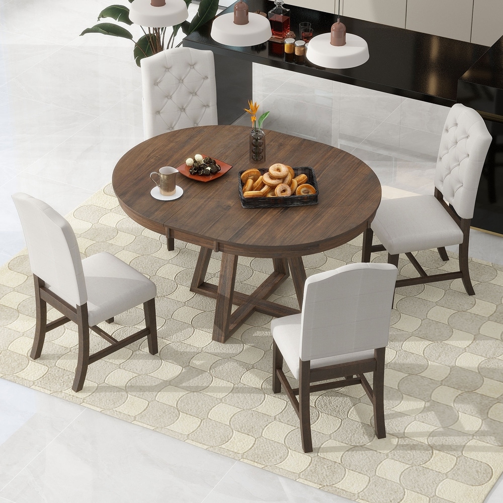 5 Piece Retro Functional Dining Set  Round Table with a 16\