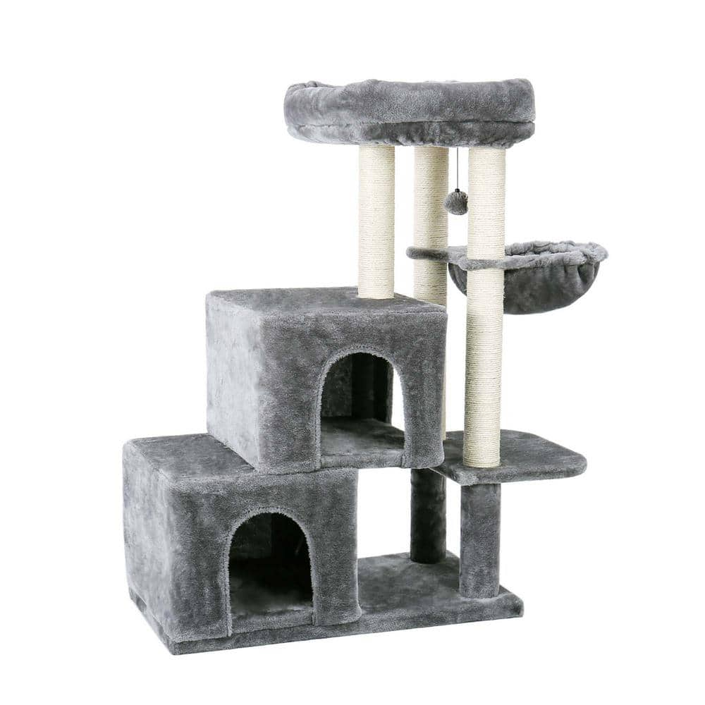 Foobrues Sturdy Hammock Cat Tree Pet Cat Scratching Posts and Trees Cat House in Gray PSL-23170413