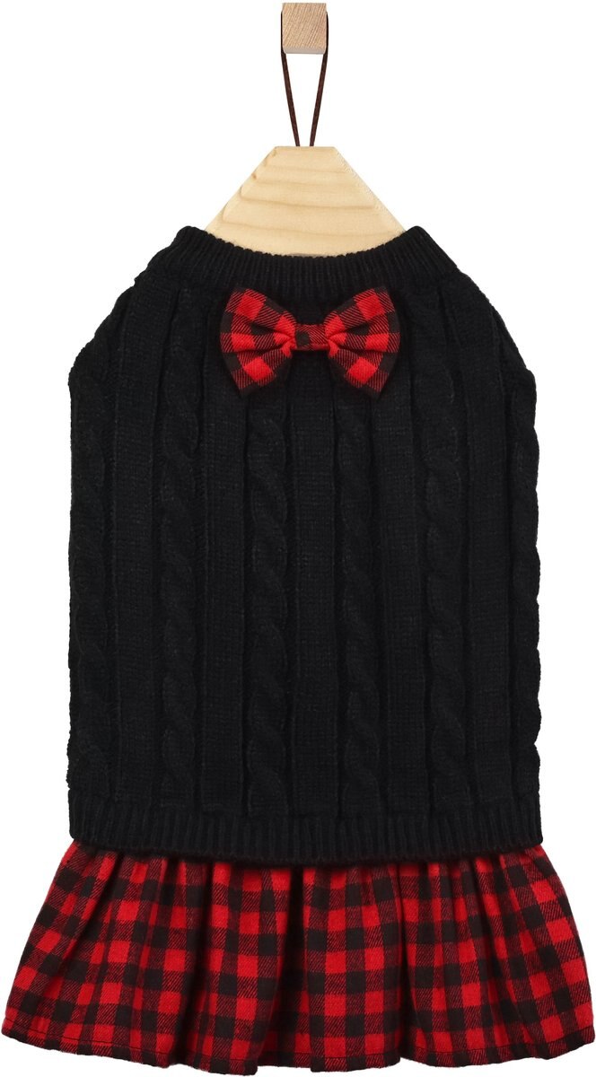 Frisco Plaid Cable Knit Dog and Cat Sweater Dress