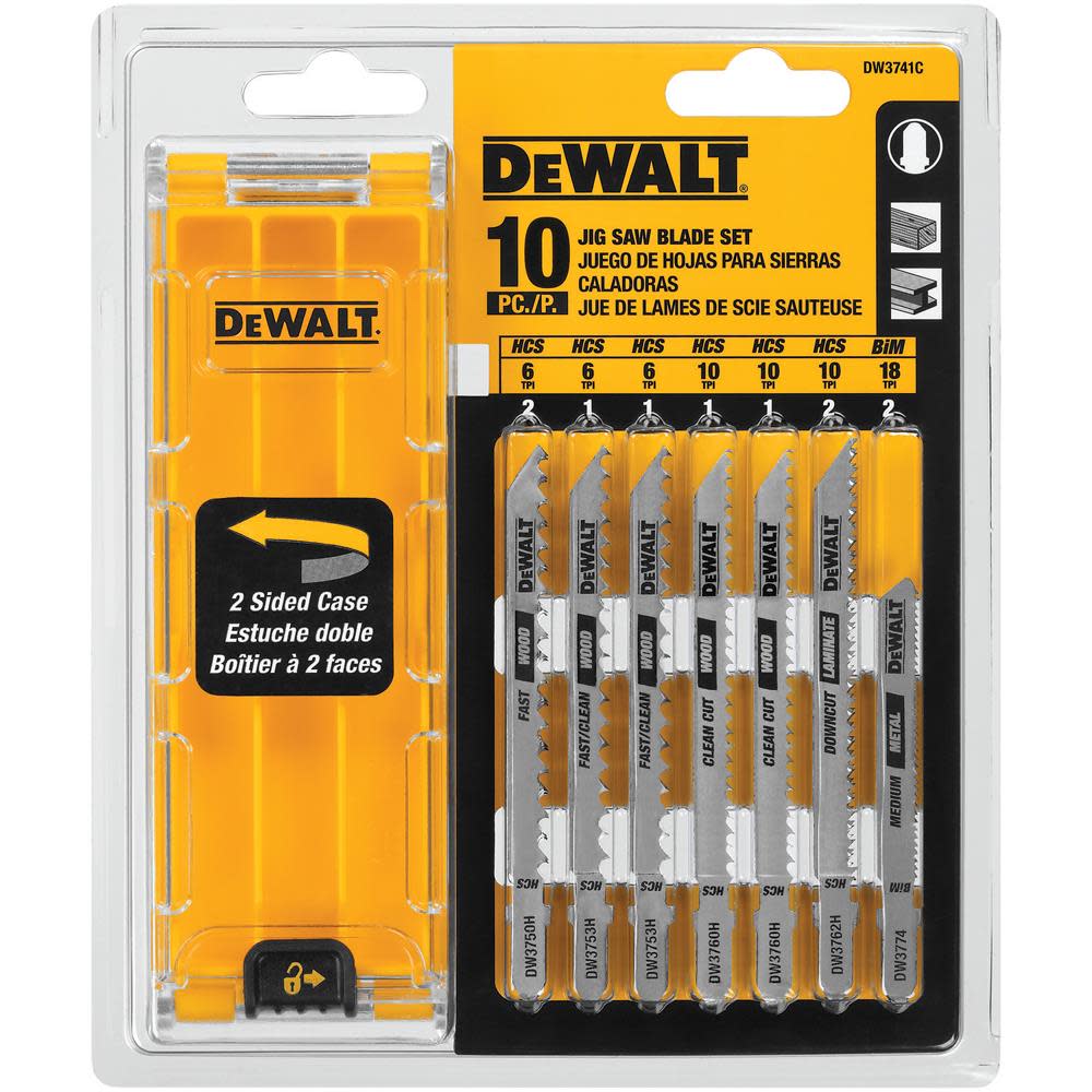 DW 10-Piece T-shank Jig Saw Blade Set with Case DW3741C from DW