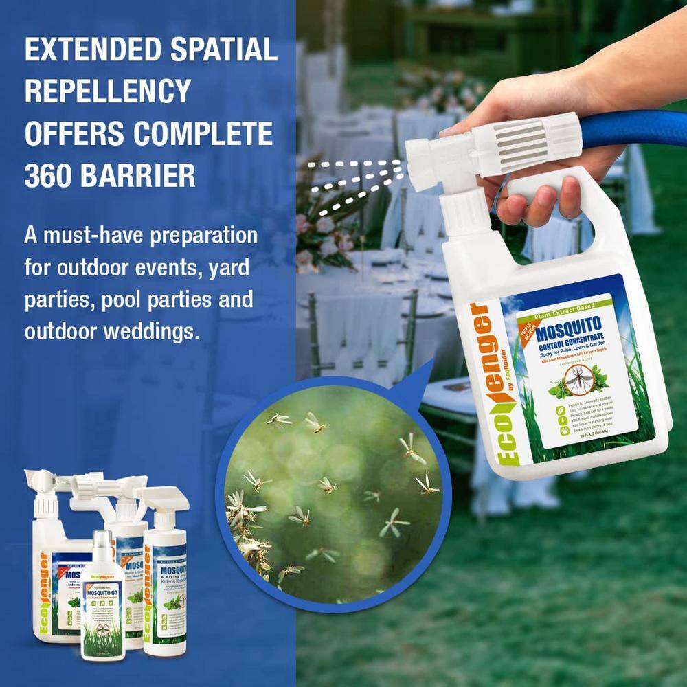 ECOVENGER Mosquito Hose Spray Concentrate by EcoRaider 32OZ Triple-Action Pleasant Scent Plant-Based ChildPet Safe EB1RM90032