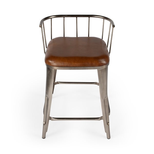 Butler Coriander Iron and Leather Counter Stool