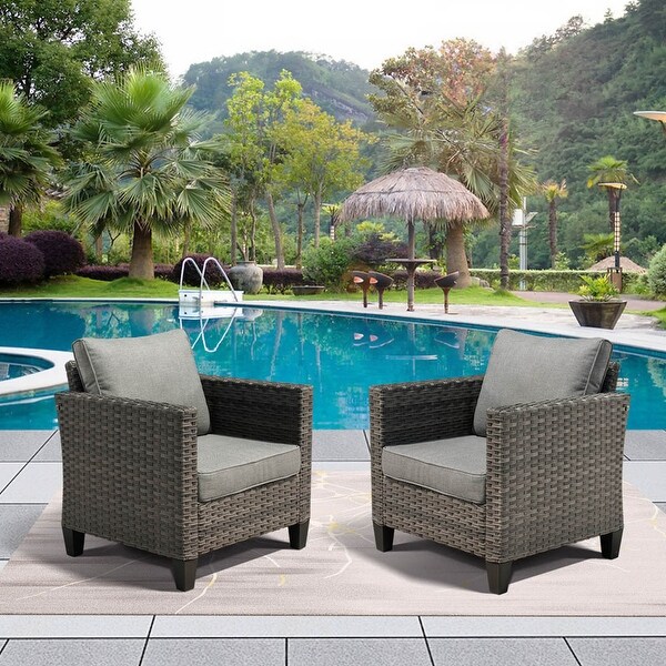 OVIOS 2piece Outdoor Highback Wicker Single Chairs