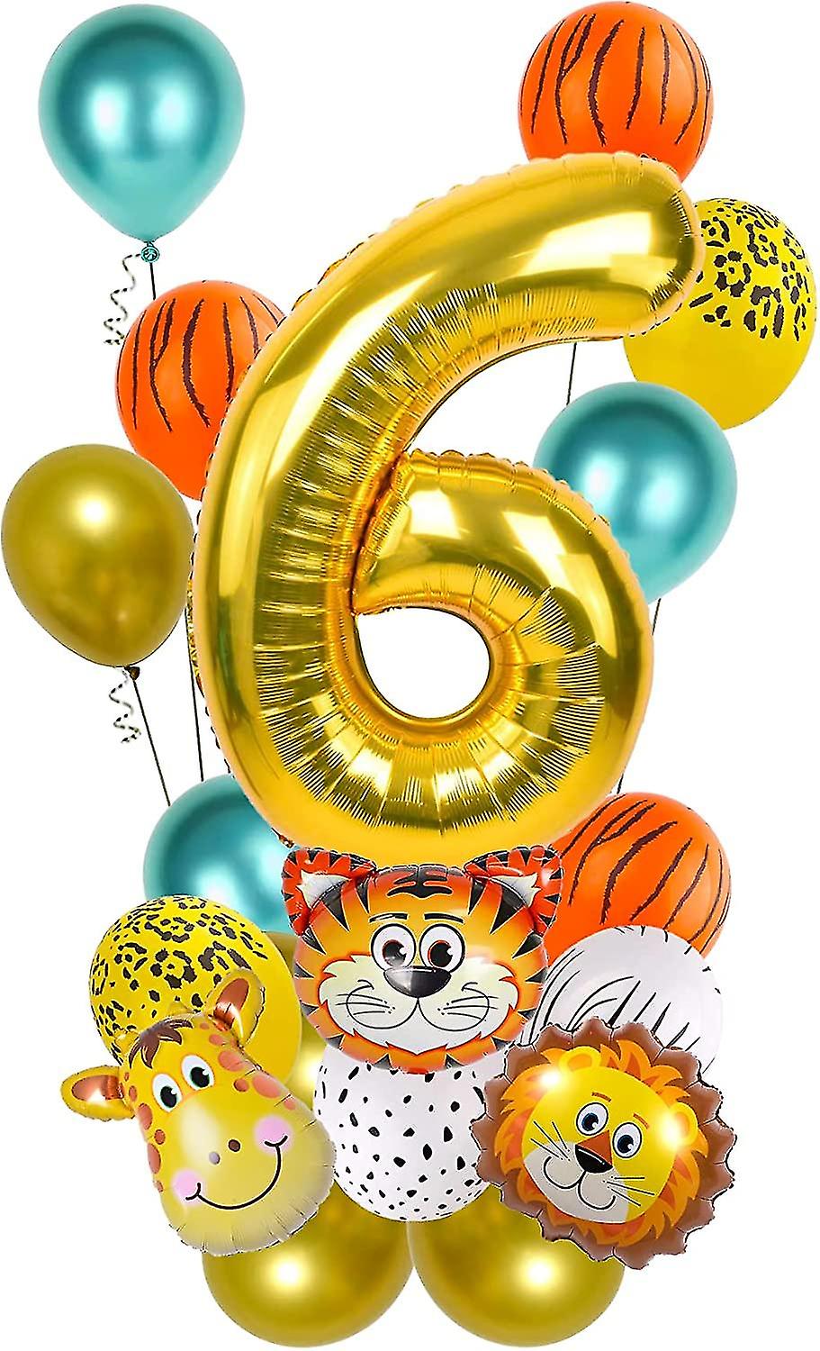 Jungle Safari Animal Balloons Sets Gold Large Numbers Balloons Wild Animals Jungle Balloons For Animal Themed Birthday Party Decorations Baby Shower S