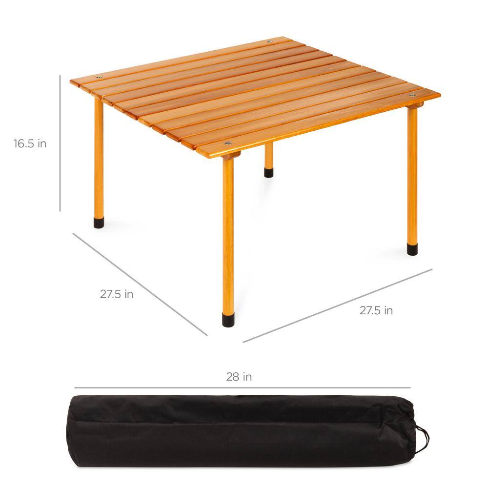 Best Choice Products 28 in. x 28 in. Foldable Wood Square Picnic Table with Carrying Case SKY2525