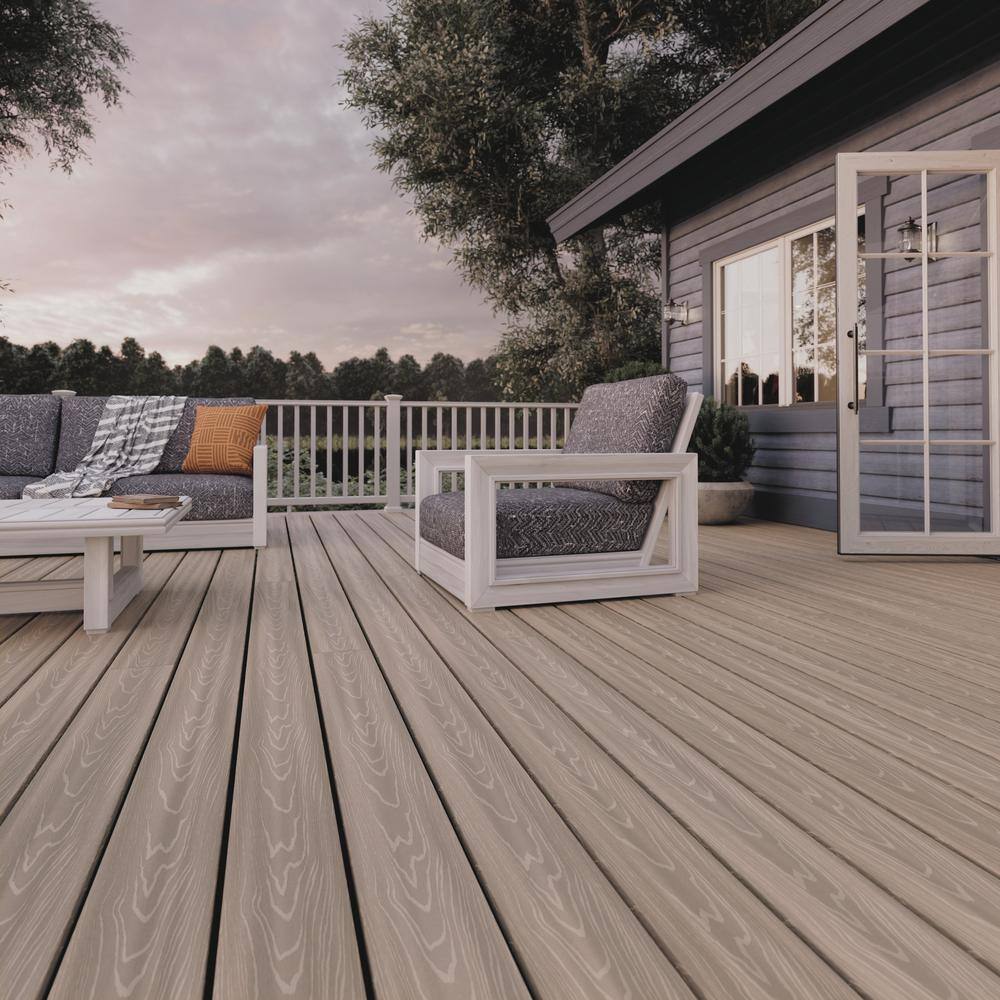 Fiberon ArmorGuard 1516 in. x 5-14 in. x 16 ft. Aspen Gray Grooved Edge Capped Composite Decking Board BRDAGG ASP 16