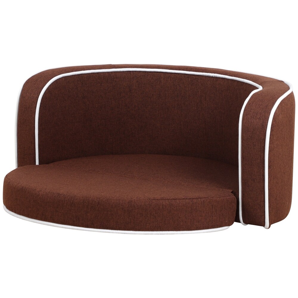 Brown Round Curved Appearance Pet Sofa with Cushion