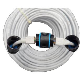 Micro Connectors Inc 200 ft. CAT6 Outdoor-Rated Shielded Ethernet Cable Kit with Waterproof Coupler in White E08-200WOU-KT