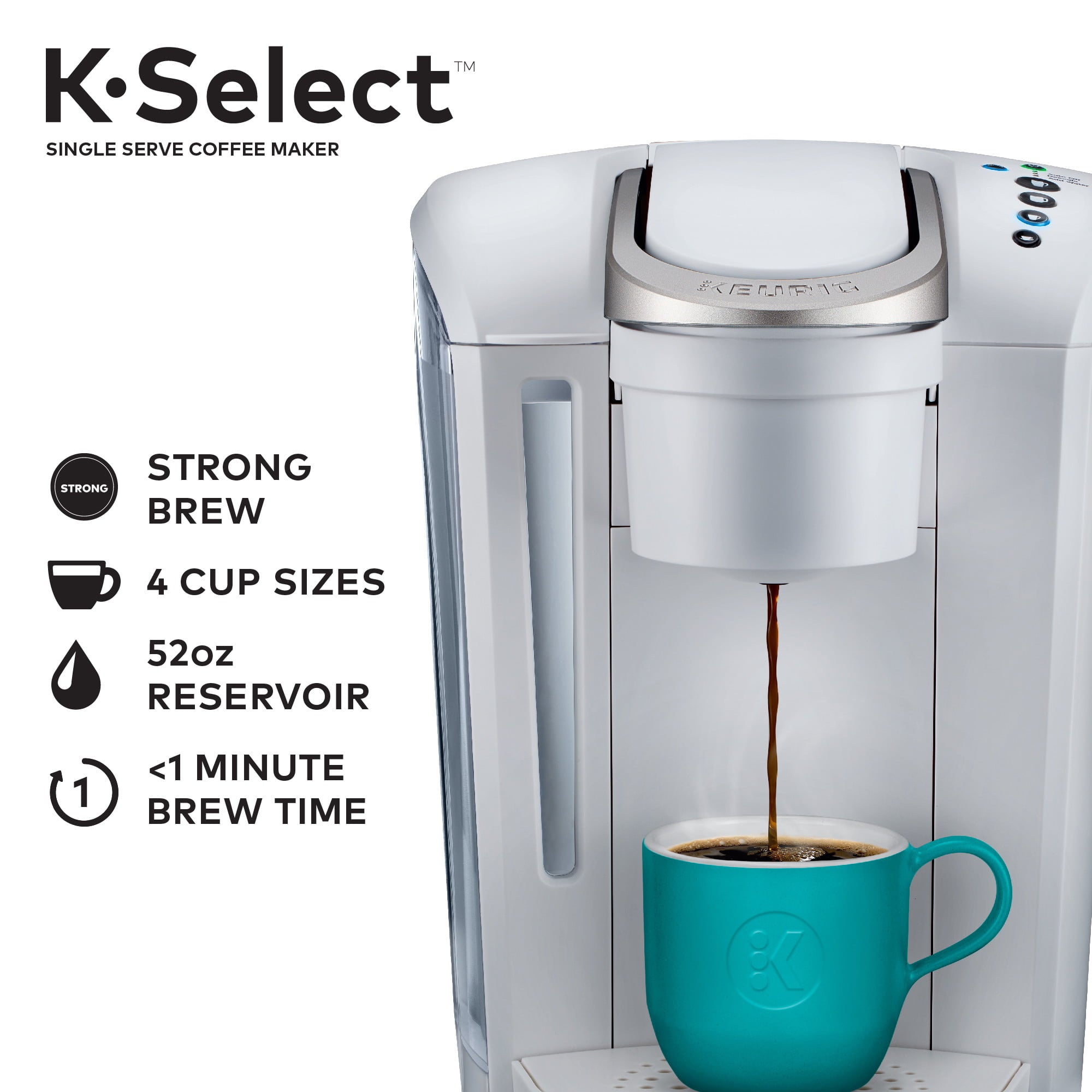 Keurig K-Select Single-Serve K-Cup Pod Coffee Maker, Matte White