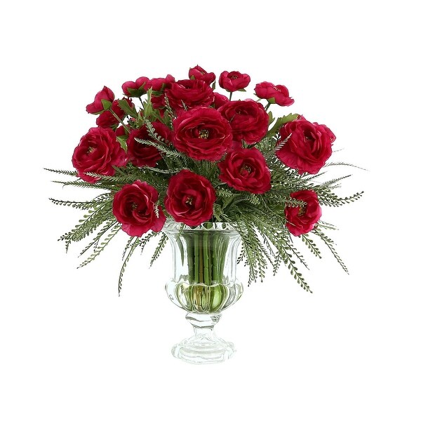 Ranunculus Floral Arrangement in Glass Pedestal Vase