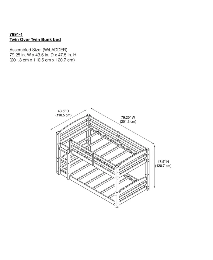 Dorel Living Wade Twin Floor Bunk Bed