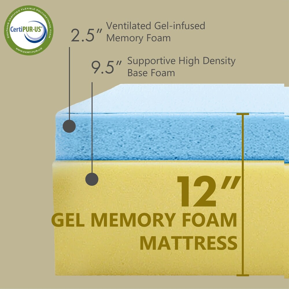 Comfiture Modern 12 inch Hypoallergenic Gel Memory Mattress by DreamMax