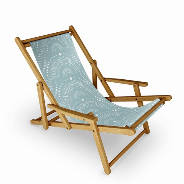 Heather Dutton Rise And Shine Mist Outdoor Sling Chair Deny Designs Uv resistant Water resistant 3 position Recline Hardwood Frame Portable