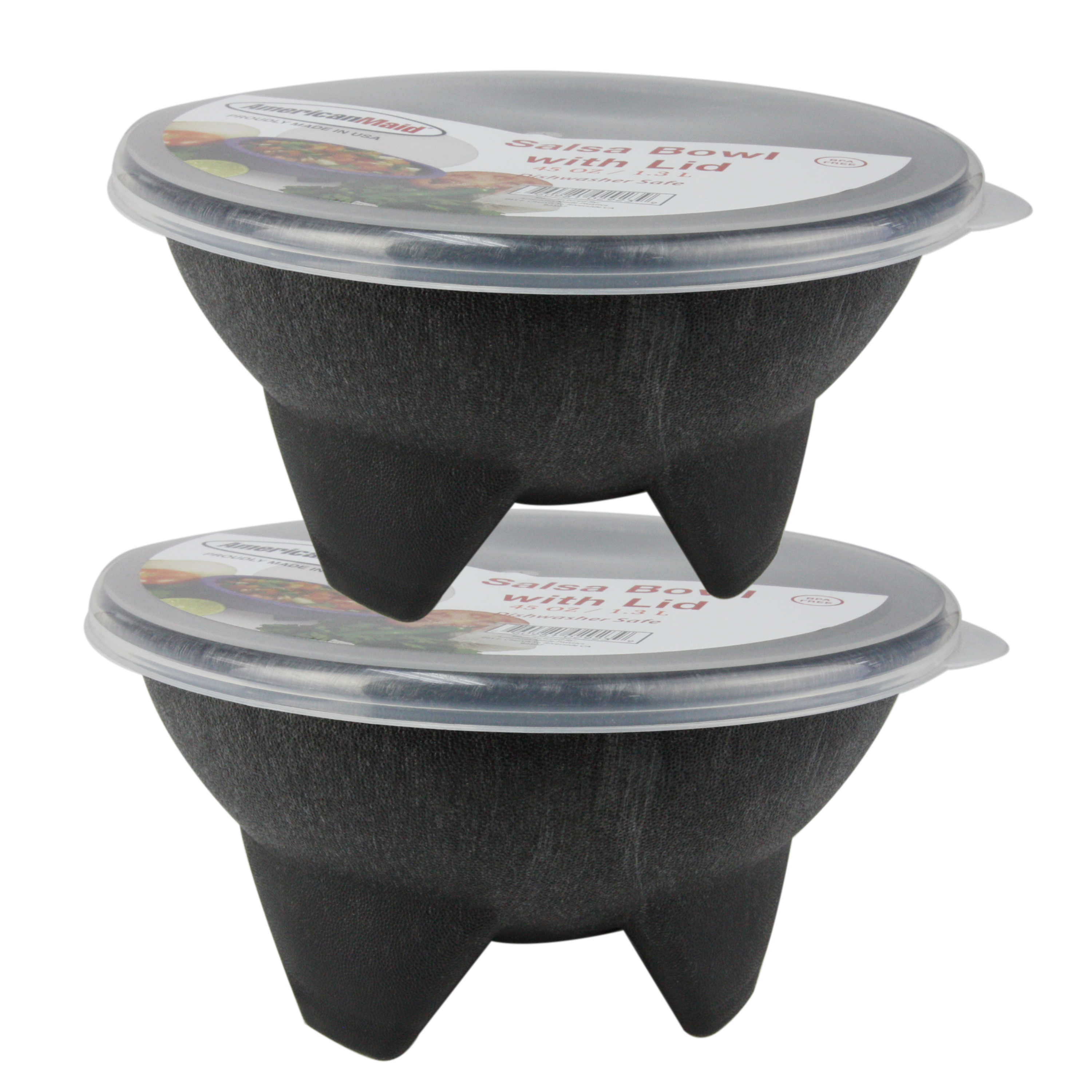 American Maid 45oz Salsa Bowl， Pack 2， Black